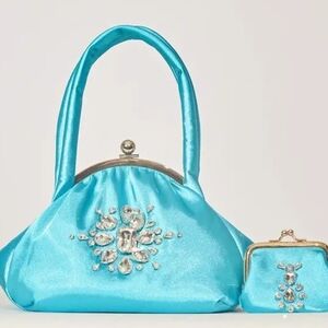Cynthia Rowley Satin Rhinestone Shoulder Bag with Coin Purse